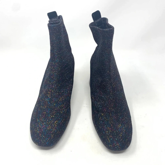 Zara Trafaluc Sock Style Glitter‎ Heeled Ankle Boots Size US 6.5 - Picture 6 of 12